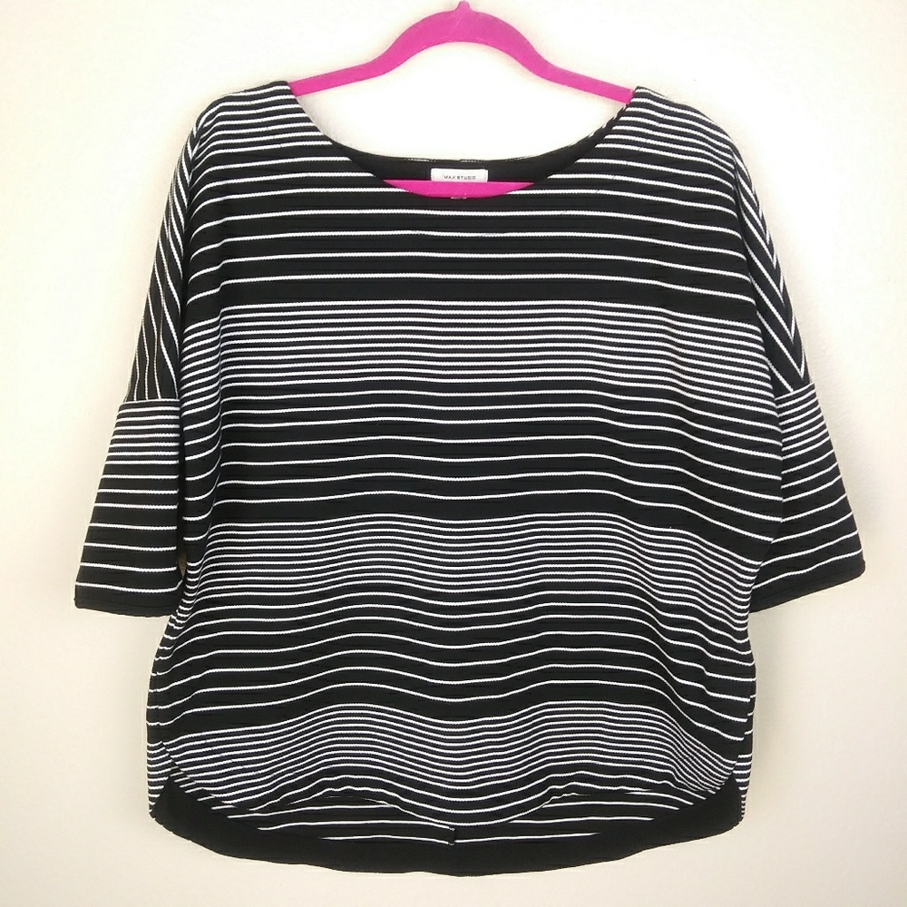 Max Studio Black and White Striped Top Size XL
